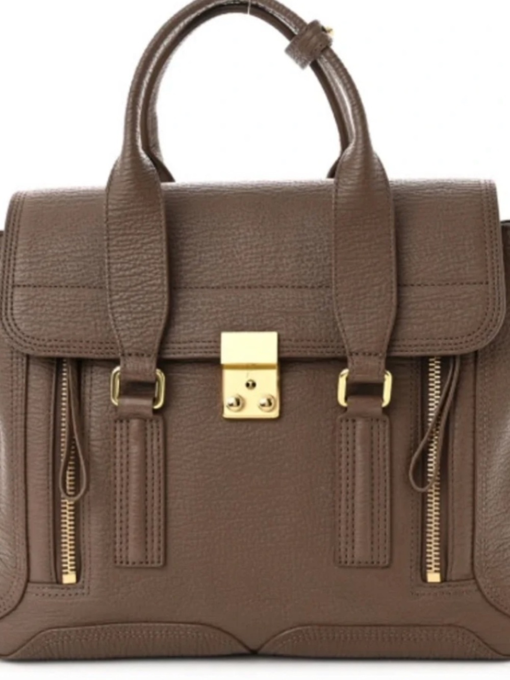 3.1 Philip Lim - Textured Calfskin Medium Pashli Satchel Taupe